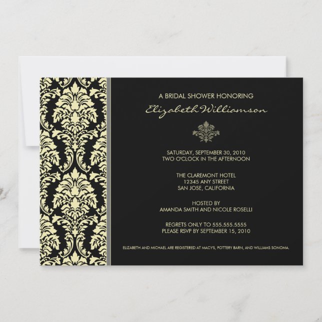 Classic Baroque Bridal Shower Invitation (ebony) (Front)