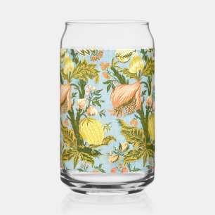 Classic Baroque Floral Fruit Damask Textile Can Glass