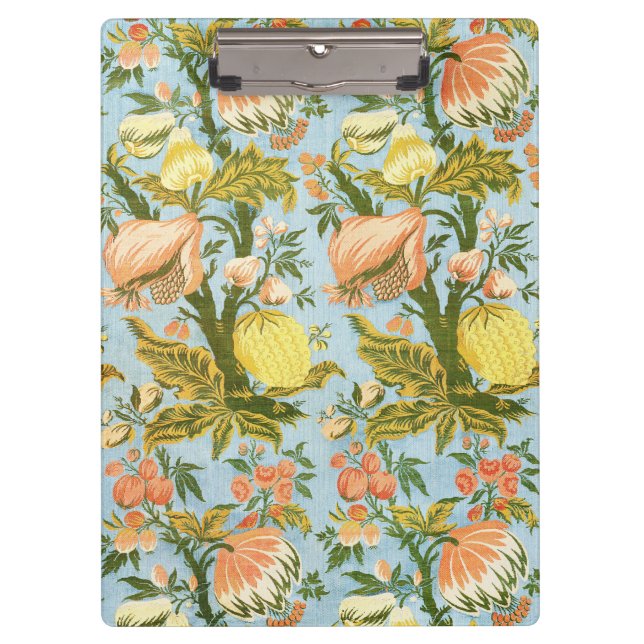 Classic Baroque Floral Fruit Damask Textile Clipboard (Front)