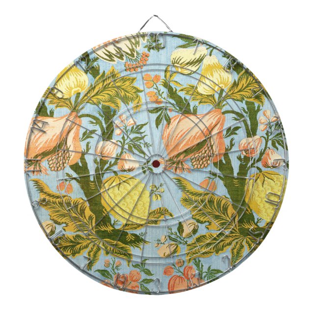 Classic Baroque Floral Fruit Damask Textile Dartboard (Front)