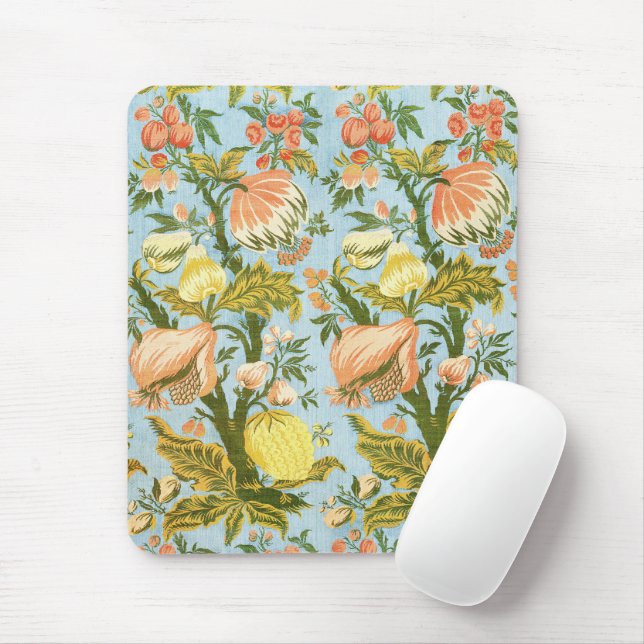 Classic Baroque Floral Fruit Damask Textile Mouse Pad (With Mouse)