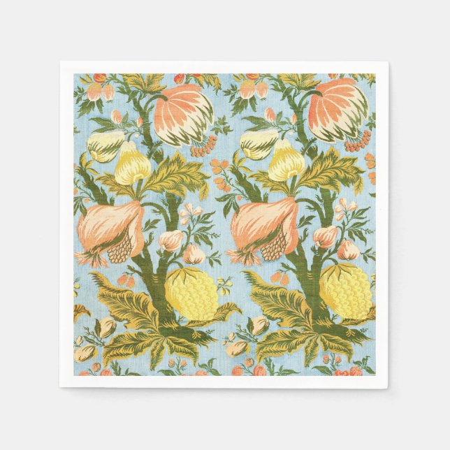 Classic Baroque Floral Fruit Damask Textile Napkin (Front)