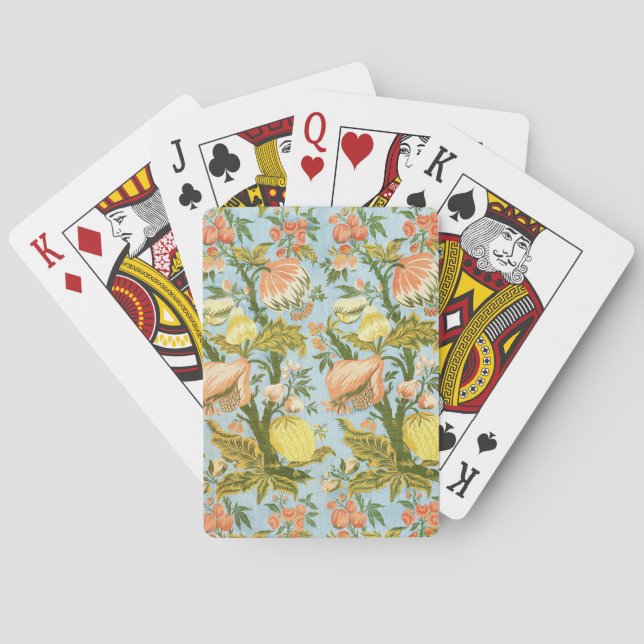 Classic Baroque Floral Fruit Damask Textile Playing Cards (Back)