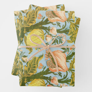 Classic Baroque Floral Fruit Damask Textile Wrapping Paper Sheet