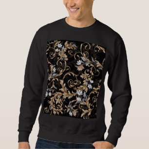 Classic baroque flowers: black background. sweatshirt