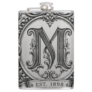 Classic Baroque Vintage Engraved Style Stainless Hip Flask