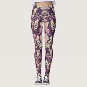 Classic baroque, vintage floral wallpaper. leggings