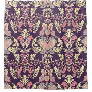 Classic baroque, vintage floral wallpaper. shower curtain