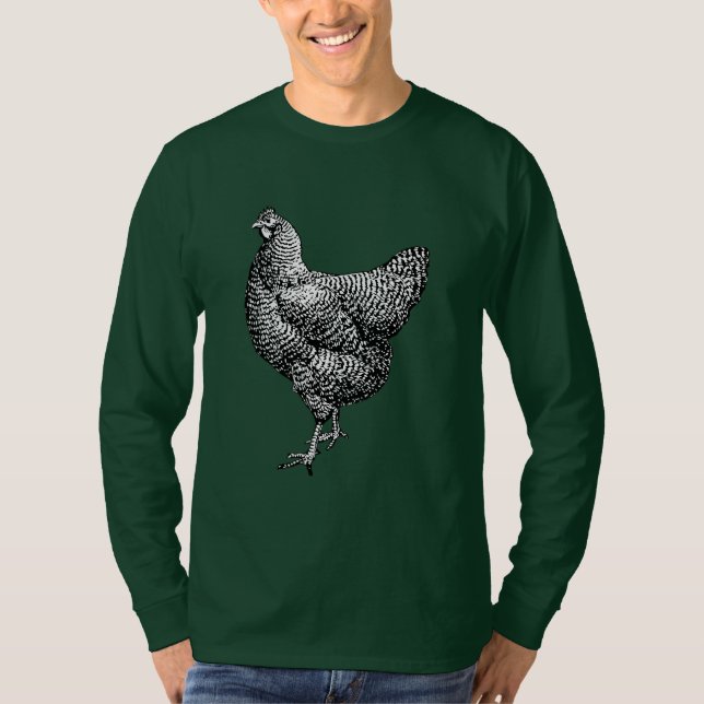 Classic Barred Plymouth Rock Chicken Hen T-Shirt (Front)