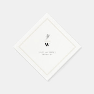 Classic Bars Double Monogram Modern Wedding Paper Napkin