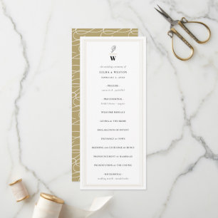 Classic Bars Lines Double Monogram Modern Wedding Programme