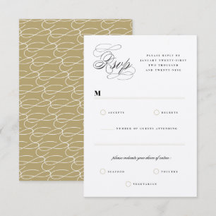 Classic Bars Lines Double Monogram Wedding RSVP Invitation