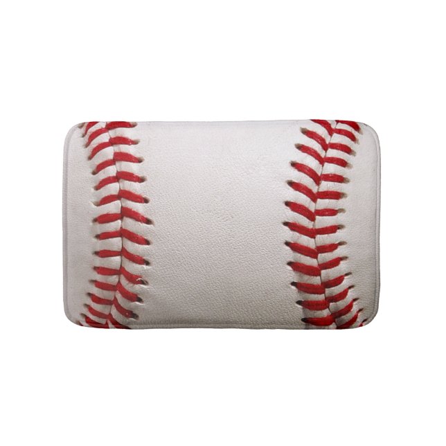 Classic Baseball and Softball Red Stitching Bath Mat (Front)