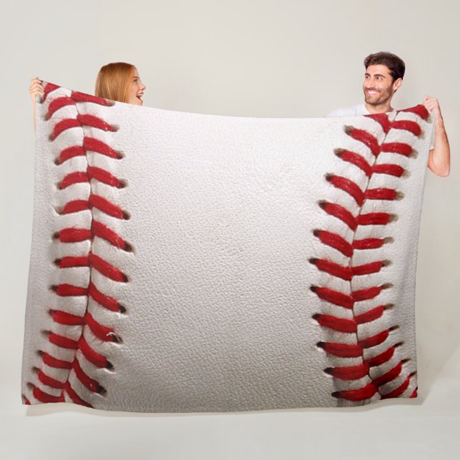 Classic Baseball and Softball Red Stitching Fleece Blanket (In Situ)