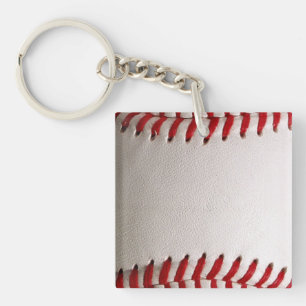 Classic Baseball and Softball Red Stitching Key Ring