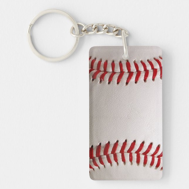 Classic Baseball and Softball Red Stitching Key Ring (Front)