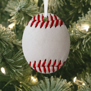 Classic Baseball and Softball Red Stitching Metal Tree Decoration