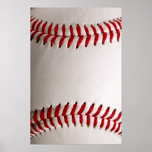 Classic Baseball and Softball Red Stitching Poster (Front)