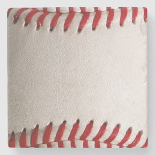 Classic Baseball and Softball Red Stitching Stone Coaster