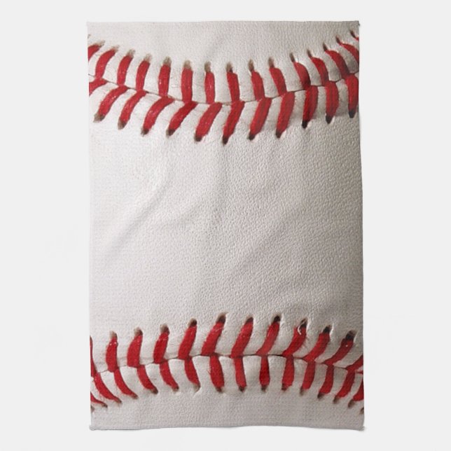 Classic Baseball and Softball Red Stitching Tea Towel (Vertical)