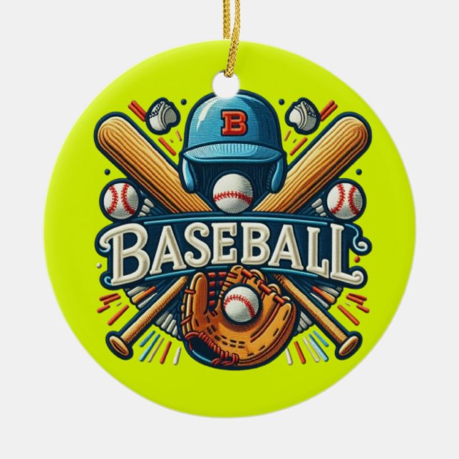 Classic Baseball Essentials / Stylish Retro Legend Ceramic Tree Decoration (Front)
