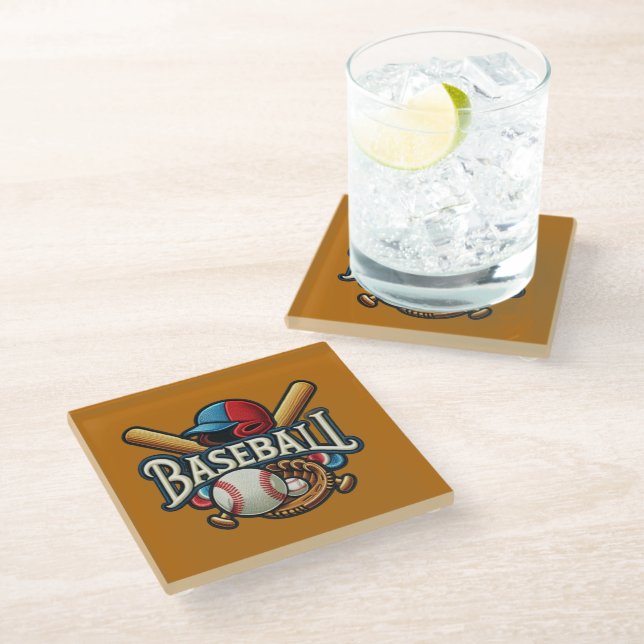 Classic Baseball Essentials / Stylish Retro Legend Glass Coaster (Angled)