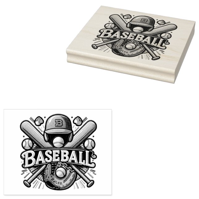 Classic Baseball Essentials / Stylish Retro Legend Rubber Stamp (Stamped)