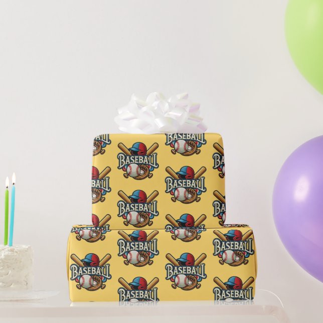 Classic Baseball Essentials / Stylish Retro Legend Wrapping Paper (Party Gifts)