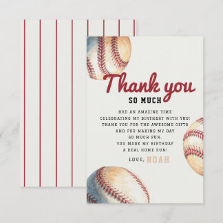 Classic Baseball Pinstripes Thank You Card