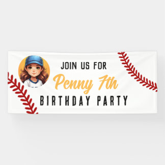 Classic baseball softball birthday party kids banner