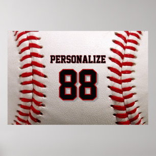 Classic Baseball Stitch Custom Name and Number Poster