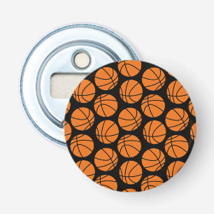 Classic Basketball Pattern on Black Bottle Opener