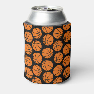 Classic Basketball Pattern on Black Can Cooler