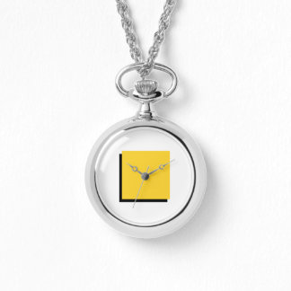Classic Bauhaus Art Yellow Square Necklace Watch