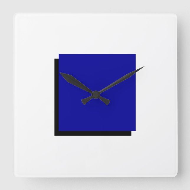 Classic Bauhaus Design Blue Square Wall Clock (Front)