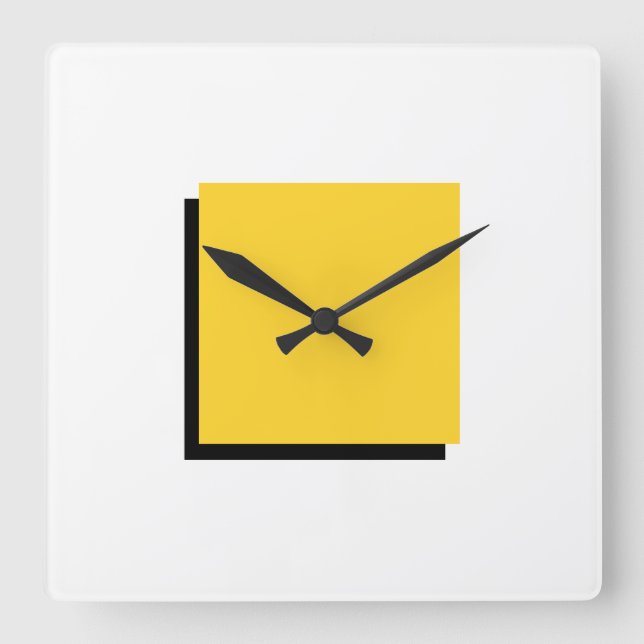 Classic Bauhaus Design Yellow Square Wall Clock (Front)