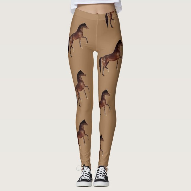 Classic, bay, trotting horse leggings (Front)