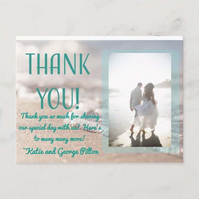 Classic Beach Wedding Thank You Postcard (Front)