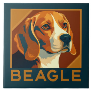 Classic Beagle Portrait Retro Style Tile