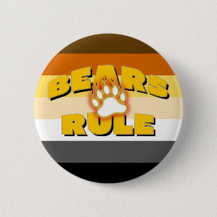 Classic Bear Pride Flag Bears Rule Bear Paw 6 Cm Round Badge