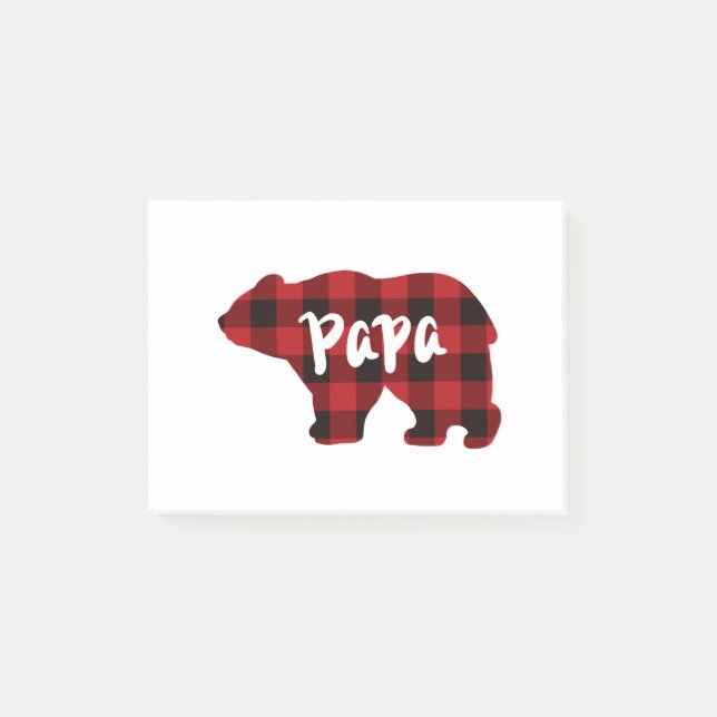 Classic bear silhouette papa bear red black plaid  post-it notes (Front)