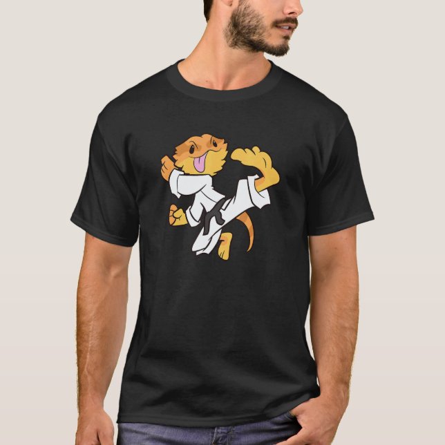 Classic Bearded Dragon Karate Samurai Lizard Beard T-Shirt (Front)