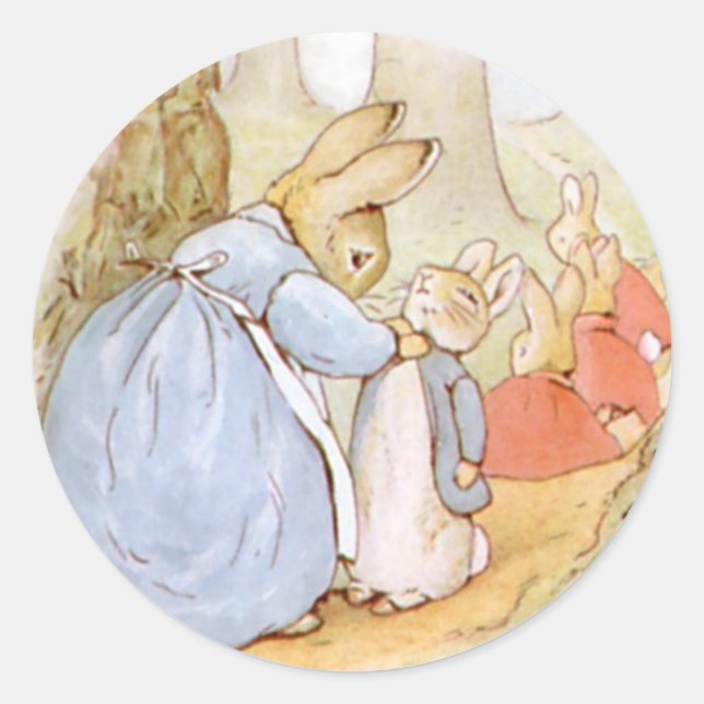 Classic Beatrix Potter Cute Bunny  Classic Round Sticker (Front)