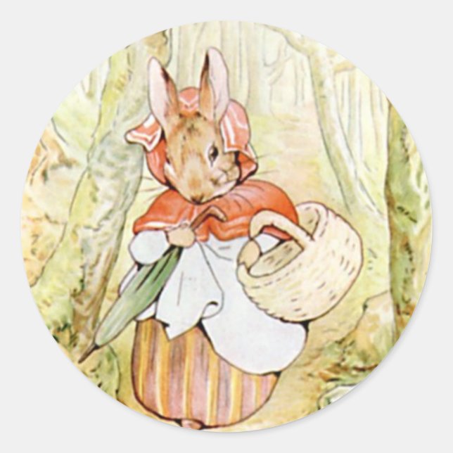 Classic Beatrix Potter Cute Bunny  Classic Round Sticker (Front)