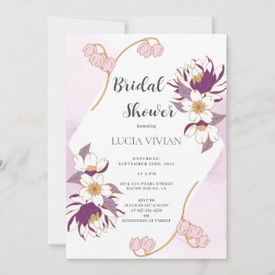 Classic Beautiful Purple Lotus Bridal Shower Invitation
