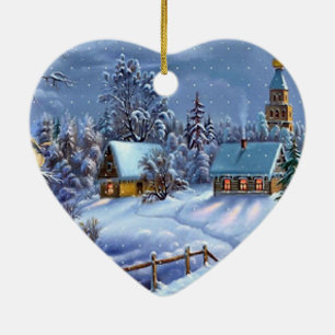Classic, beautiful vintage Christmas picture Ceramic Tree Decoration