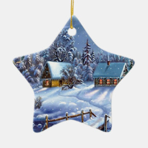 Classic, beautiful vintage Christmas picture Ceramic Tree Decoration