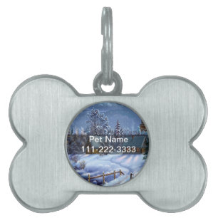 Classic, beautiful vintage Christmas picture Pet Name Tag