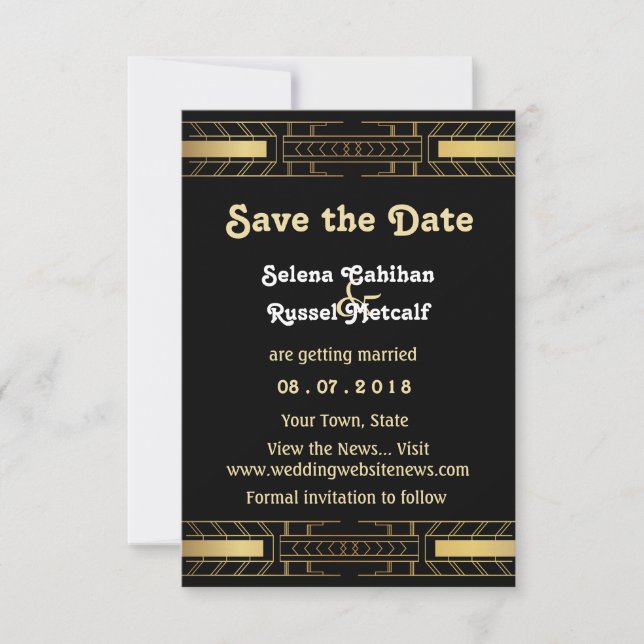 Classic Beauty Art Deco Save the Date Invitation (Front)