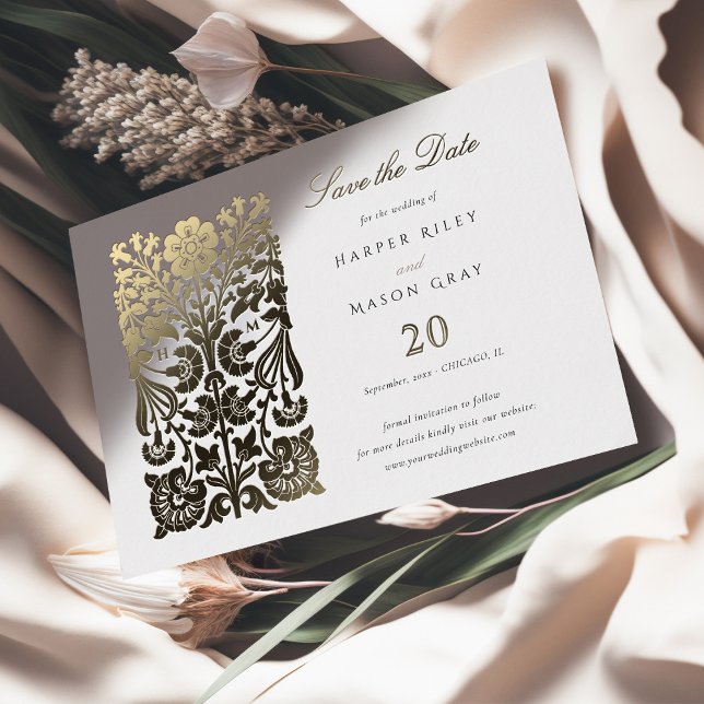 Classic Beige and Ivory Floral Save the Date (Creator Uploaded)